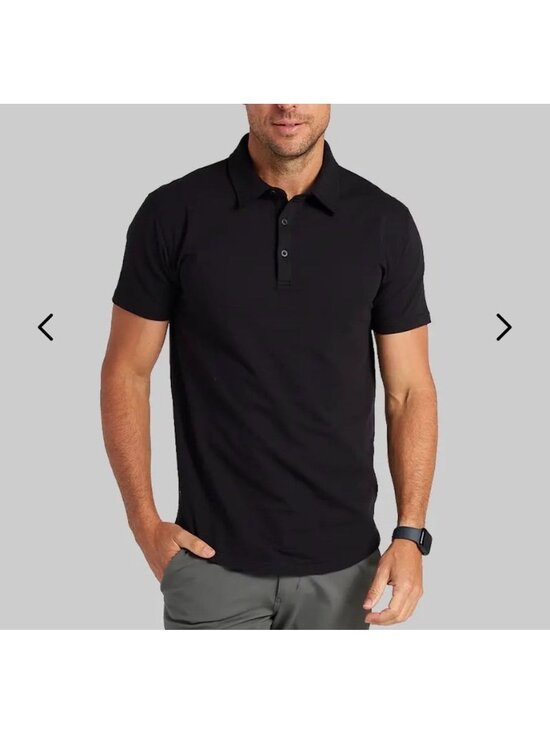 BYLT Other - BYLT Mens Sz L Black Polo Premium LUX Fabric Stretch Drop Cut Hem Classic Staple
